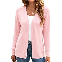 Bluetime Womens V Neck Long Sleeve Open Front Lightweight Cardigans Casual Button Down Soft Knitted Cardigan Sweaters