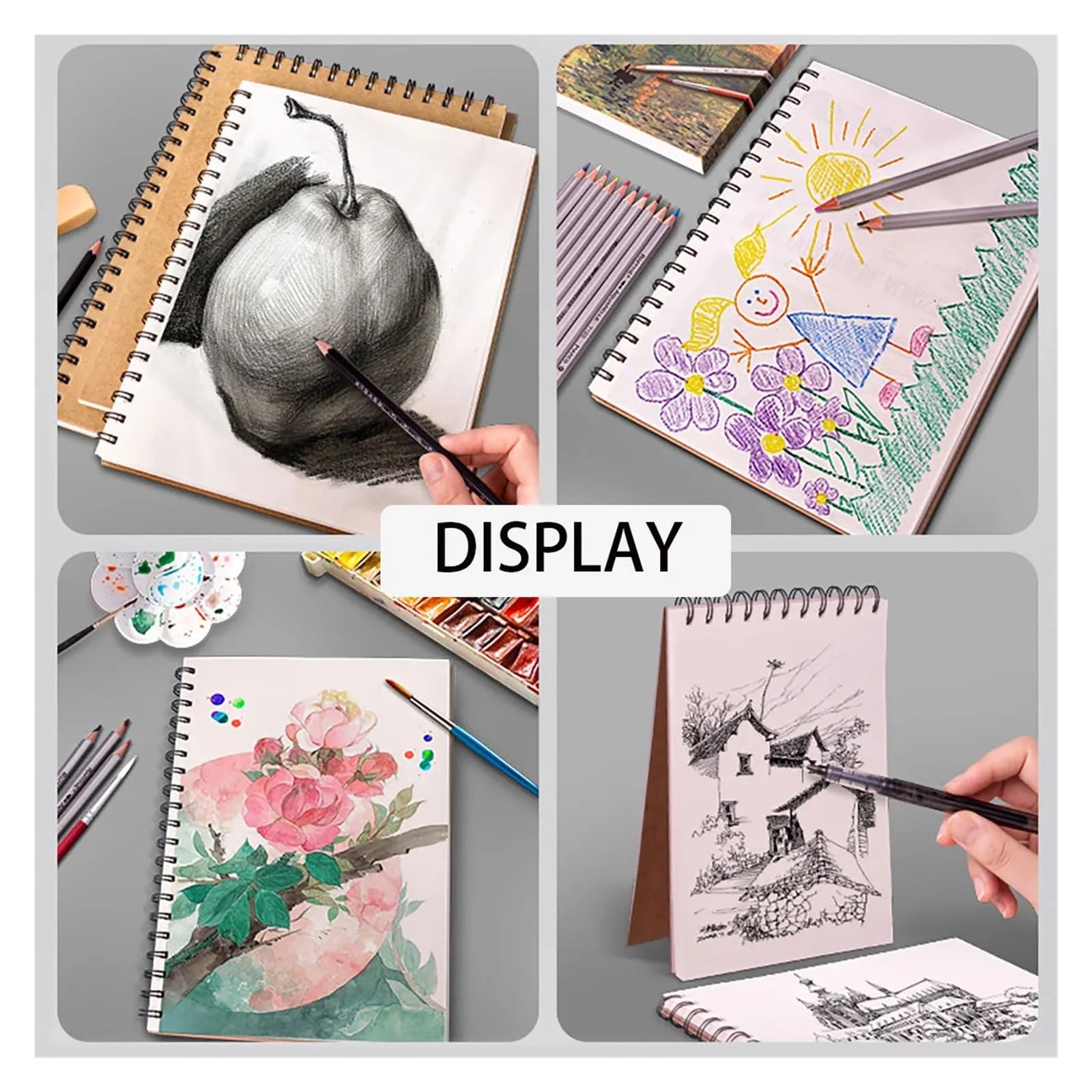 Libreta a5 Cuaderno de bocetos de arte, papel kraft de 160 g/m², espiral, material de oficina, escuela, bloc de notas de dibujo, papelería(8K-top)