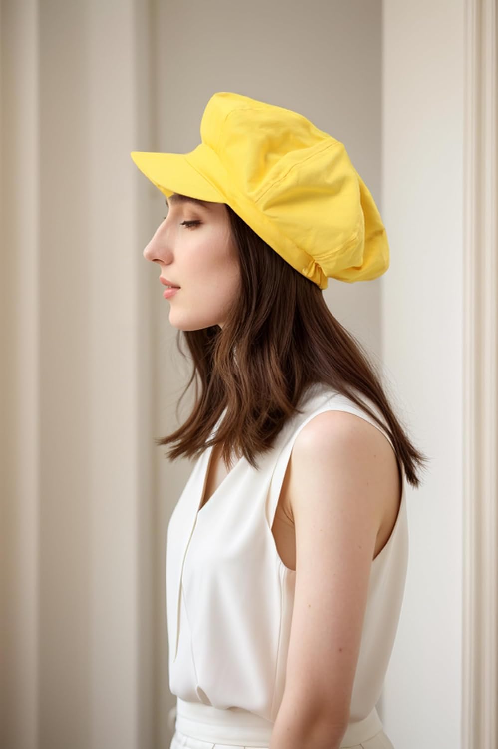 Newsboy Hats for Women -100% Cotton Womens Newsboy Cap Vintage Cabbie Hat - Pageboy Hats for Women Girls Ladies Gift (Cotton, Yellow) - Image 5