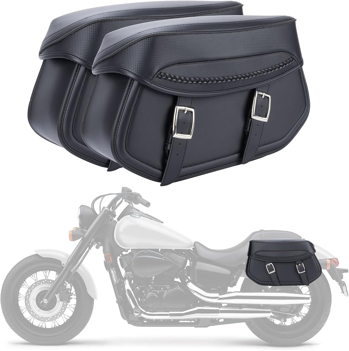 30L Motorcycle Saddlebags Water-Resistant Storage for Harley Sportster Softail Dyna Honda Shadow, Quick-Attach Remove Design with Reinforced Straps, Universal Fit Large Capacity Luggage Bags