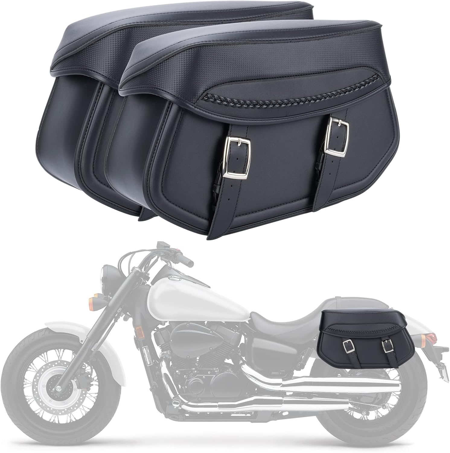 30L Motorcycle Saddlebags Water-Resistant Storage for Harley Sportster Softail Dyna Honda Shadow, Quick-Attach Remove Design with Reinforced Straps, Universal Fit Large Capacity Luggage Bags