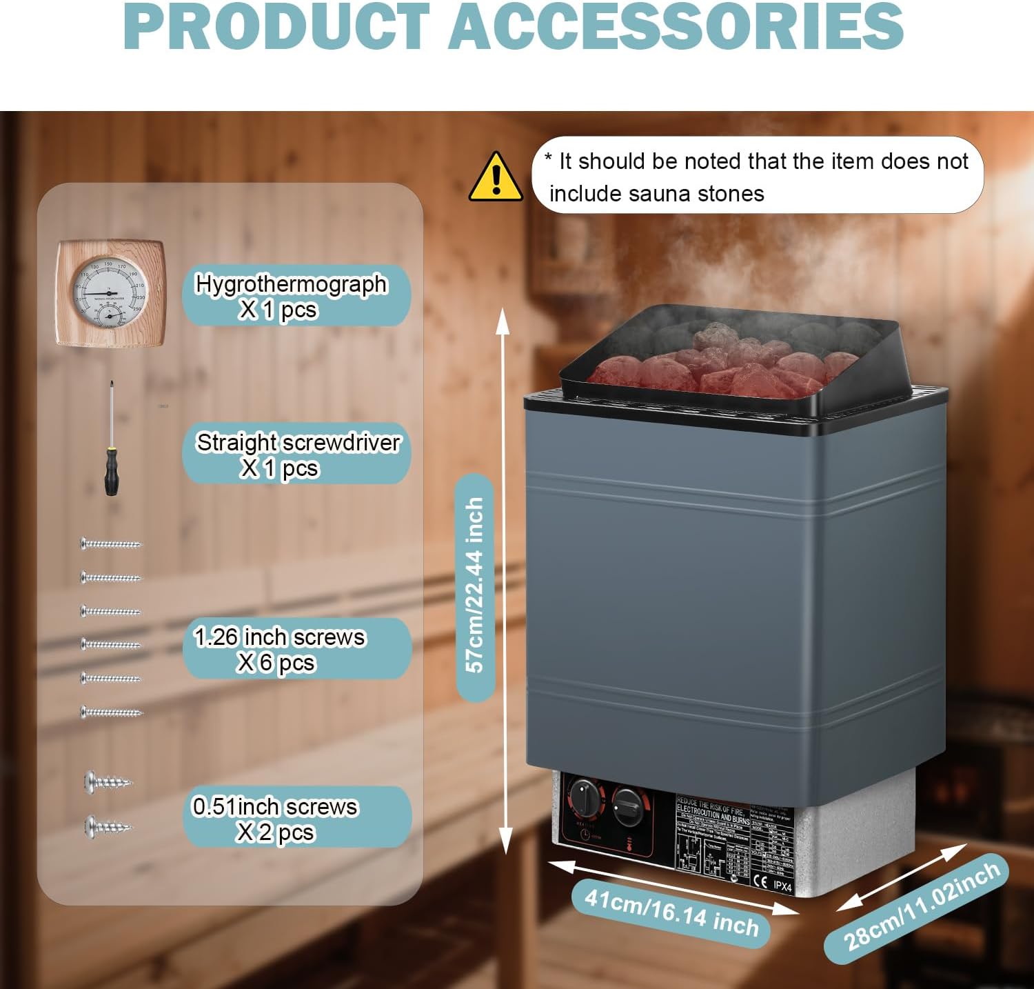 Sauna Heater-Electric Sauna Heaters 220V 6KW，Dry Sauna Heater with Built-in Controller，Suitable for SPA Houses,Home,Hotels Dry Saunas Built-in Controller,Suitable 260 Cu.Ft (6KW 220V)