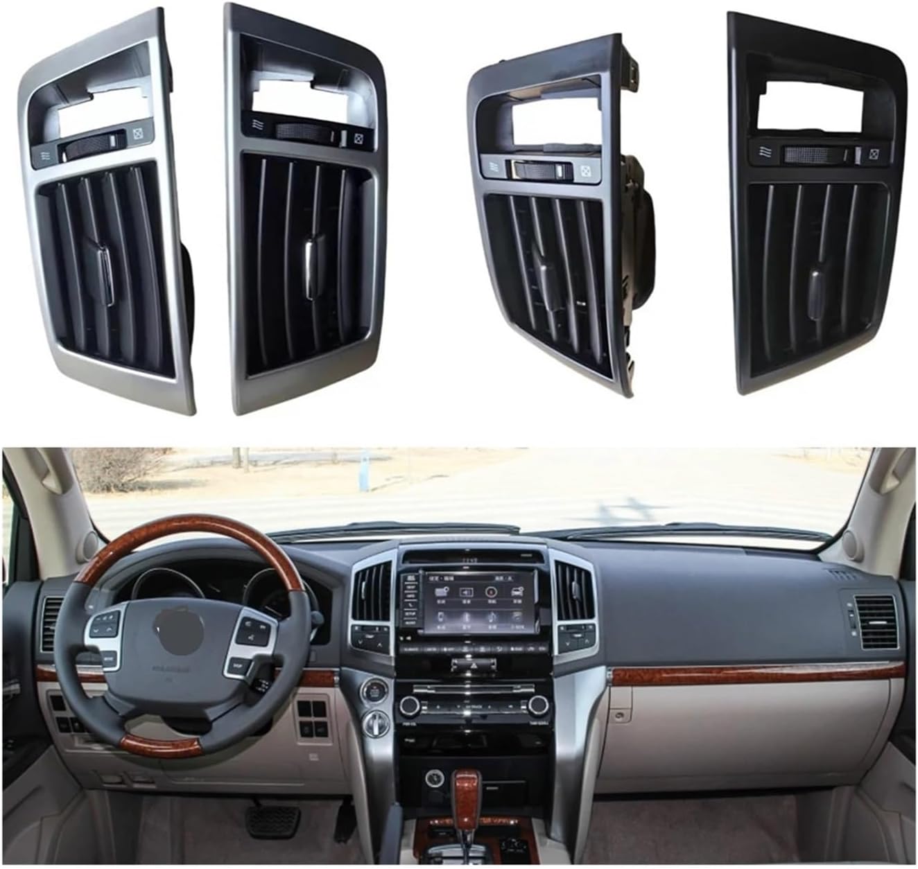 Compatible For Toyota Land Cruiser 200 LC200 2008 2009 2010-2015 Grill Car A/C Air Conditioner Outlet Air Fresh Grill Outlets(Brown)