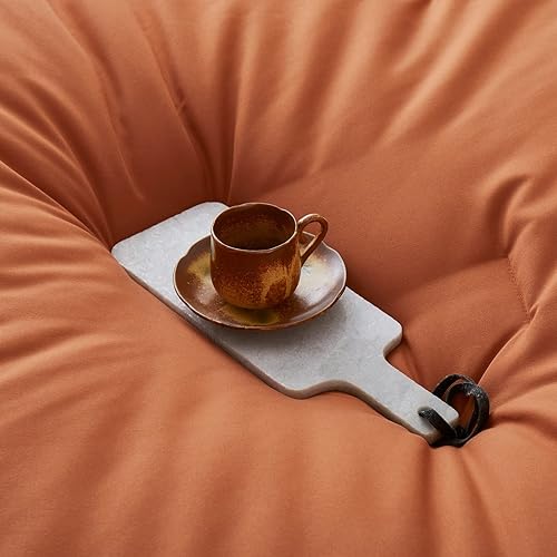 Miniatura 5 de Juego de edredón naranja quemado, juego de edredón bohemio tamaño matrimonial con pompones, 1 edredón ligero y 2 fundas de almohada