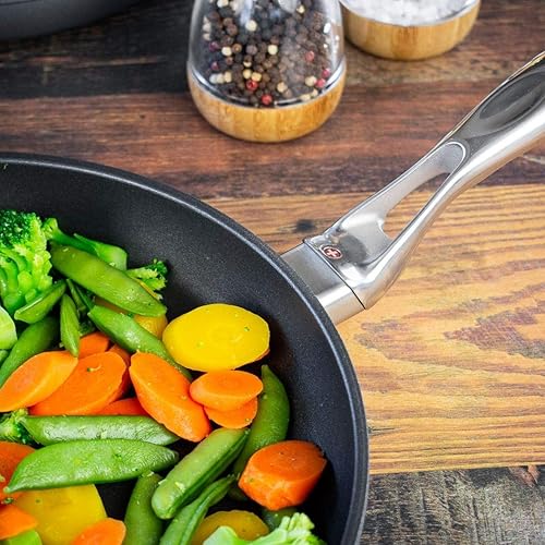 Miniatura 5 de Swiss Diamond Sartén de 9.5 pulgadas, sartén de aluminio antiadherente con mango de acero inoxidable, apta para horno