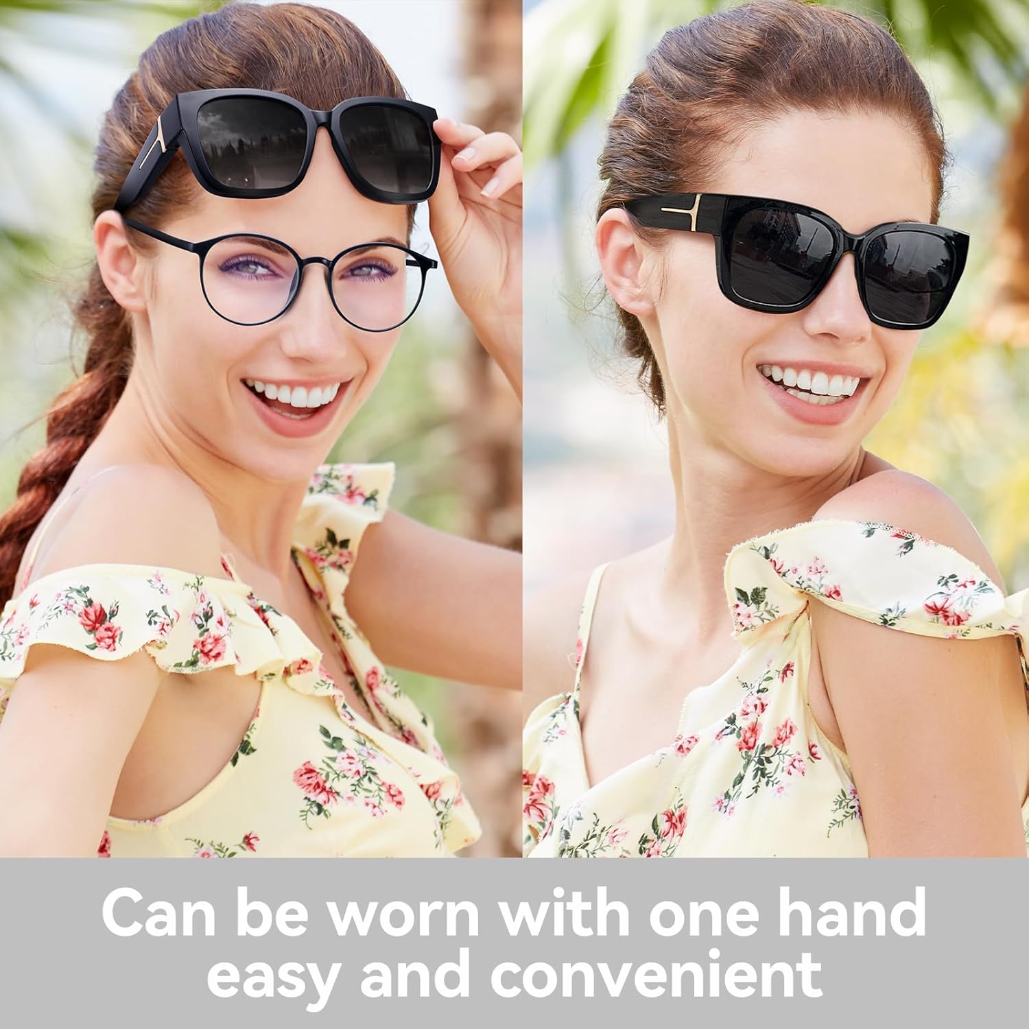 Polarized Fit Over Glasses Sunglasses for Women Trendy Square Wrap Around Shades UV Protection Driving Riding - Image 4