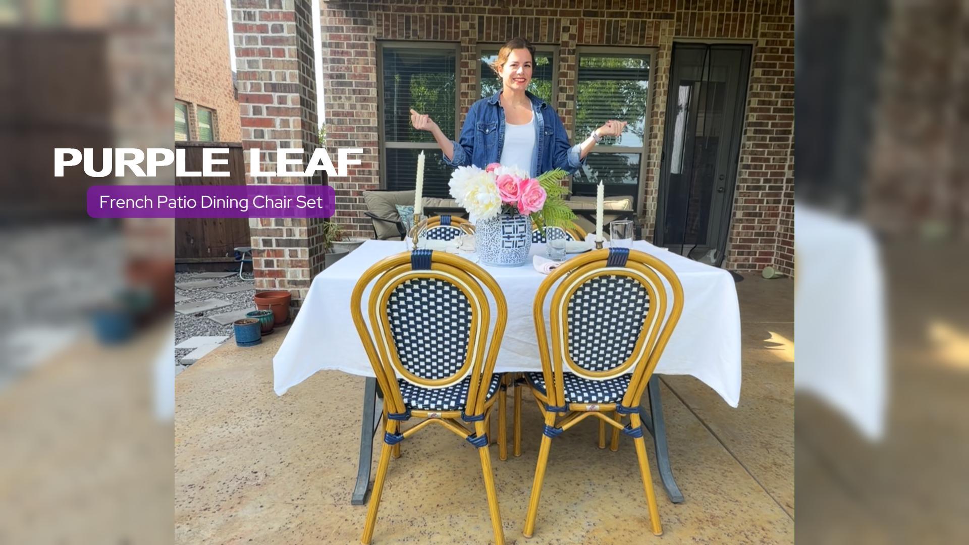 Amazon.com: PURPLE LEAF Patio Dining Chair Set of 2 Champagne