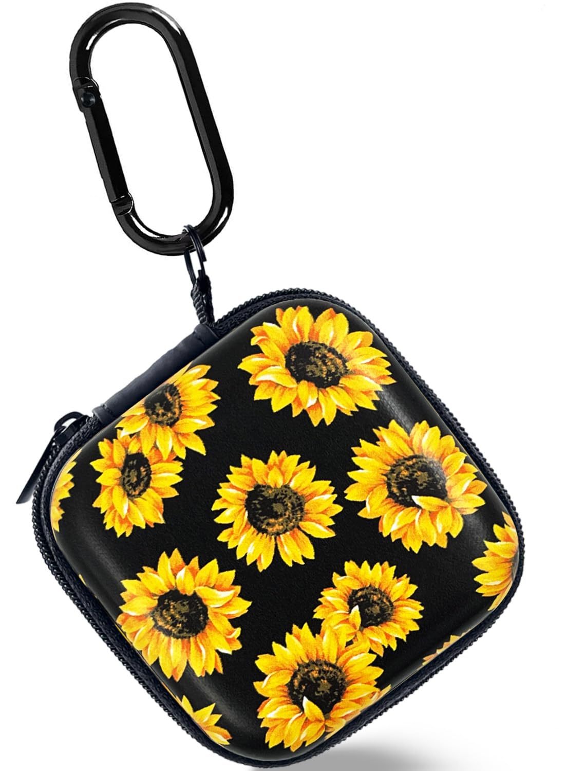 Square Earbud Case Headphone Organizer Ear Bud Case Portable EVA Carrying Box Storage Bag with Carabiner for AirPods Beats Bose Galaxy Buds 3 Data