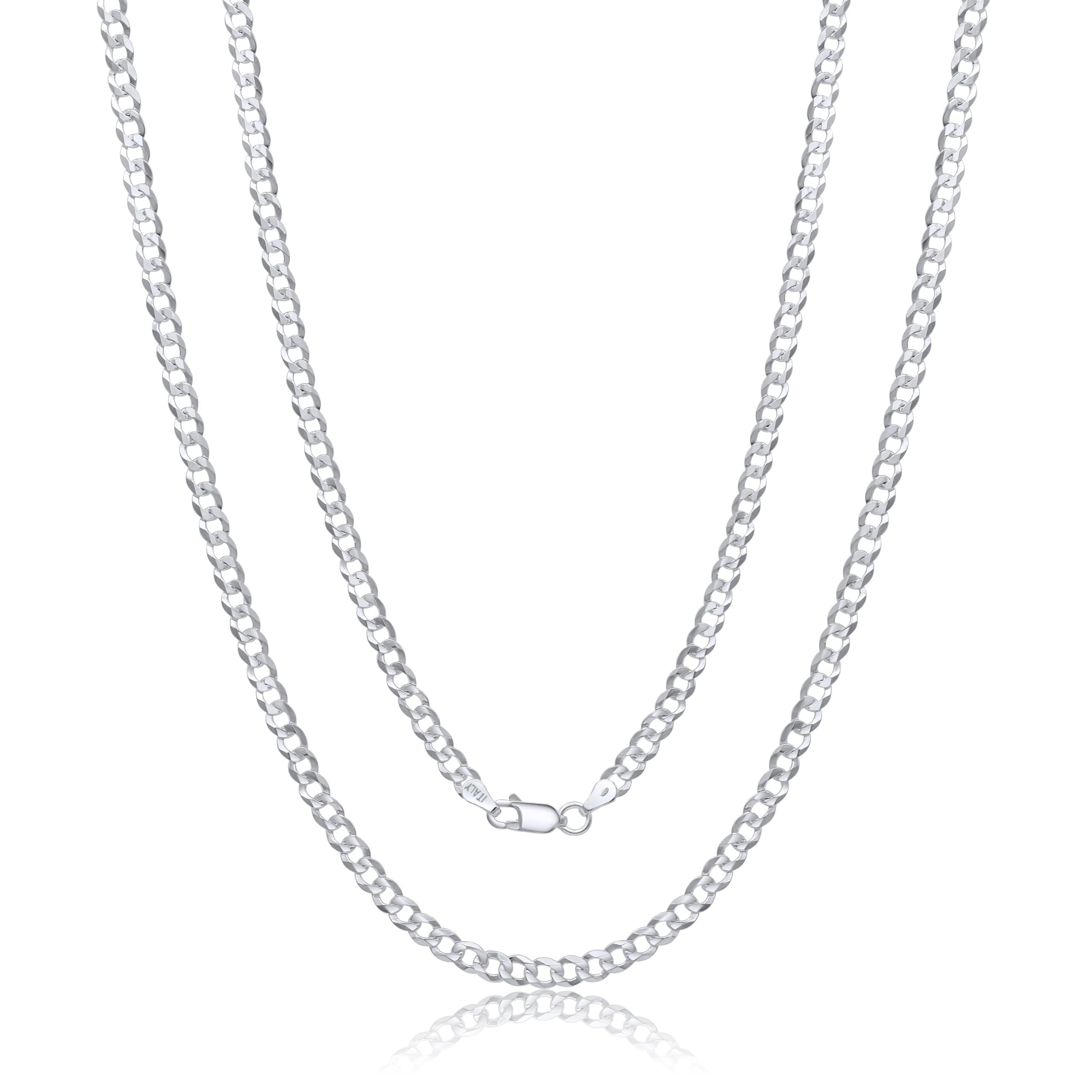 Aka Gioielli - Collana Uomo Donna Argento 925 Vero - Catena Cubana 5mm in Argento 925 Massiccio - Collana Ipoallergenica Lunghezze: 45 50 55 60 65 75 cm - Made in Italy
