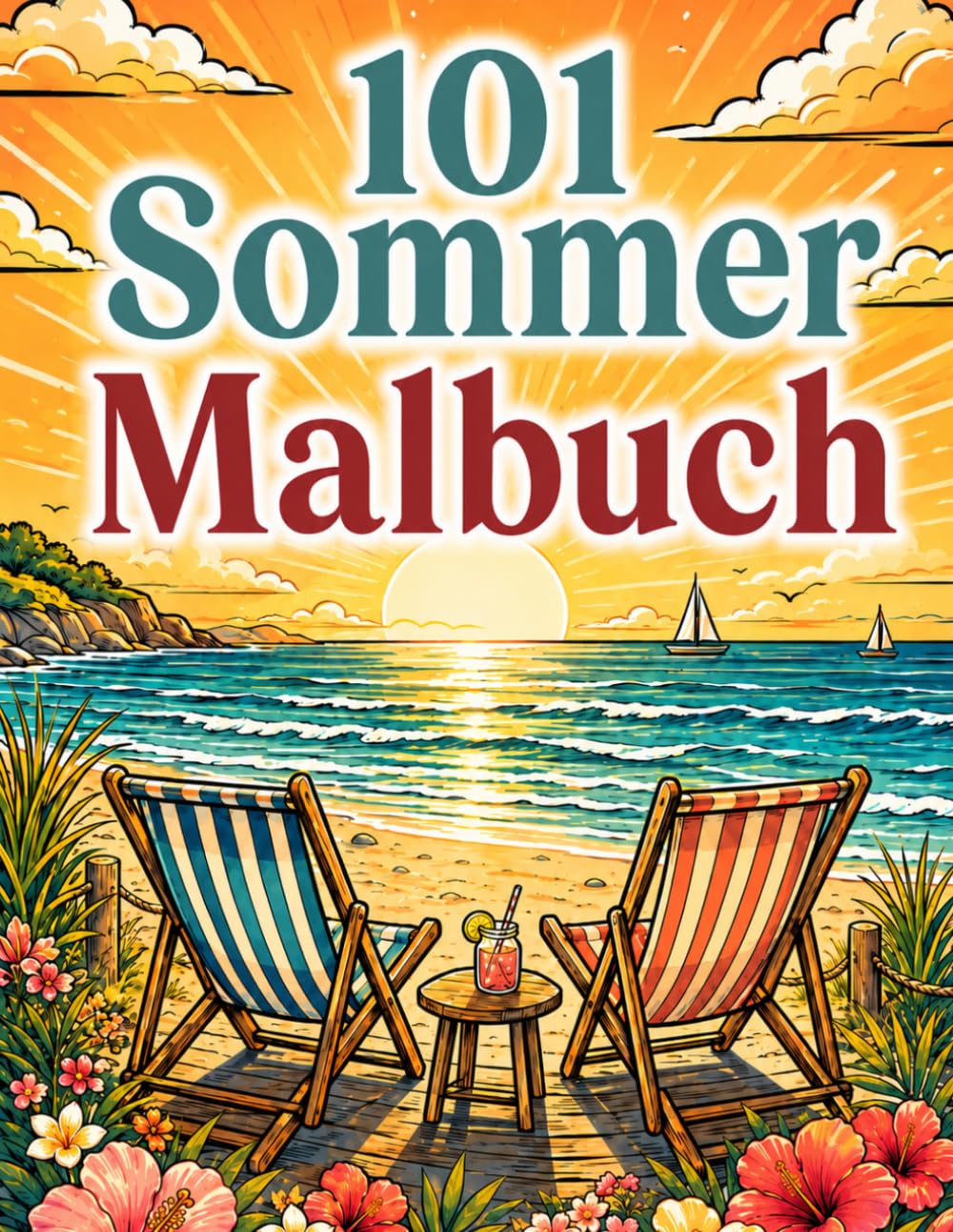 101 Sommer Malbuch für Erwachsene: Großdruck Sommer Malbuch für Erwachsene und Senioren | Tiere, Blumen, Vögel, Natur und Landschaften
