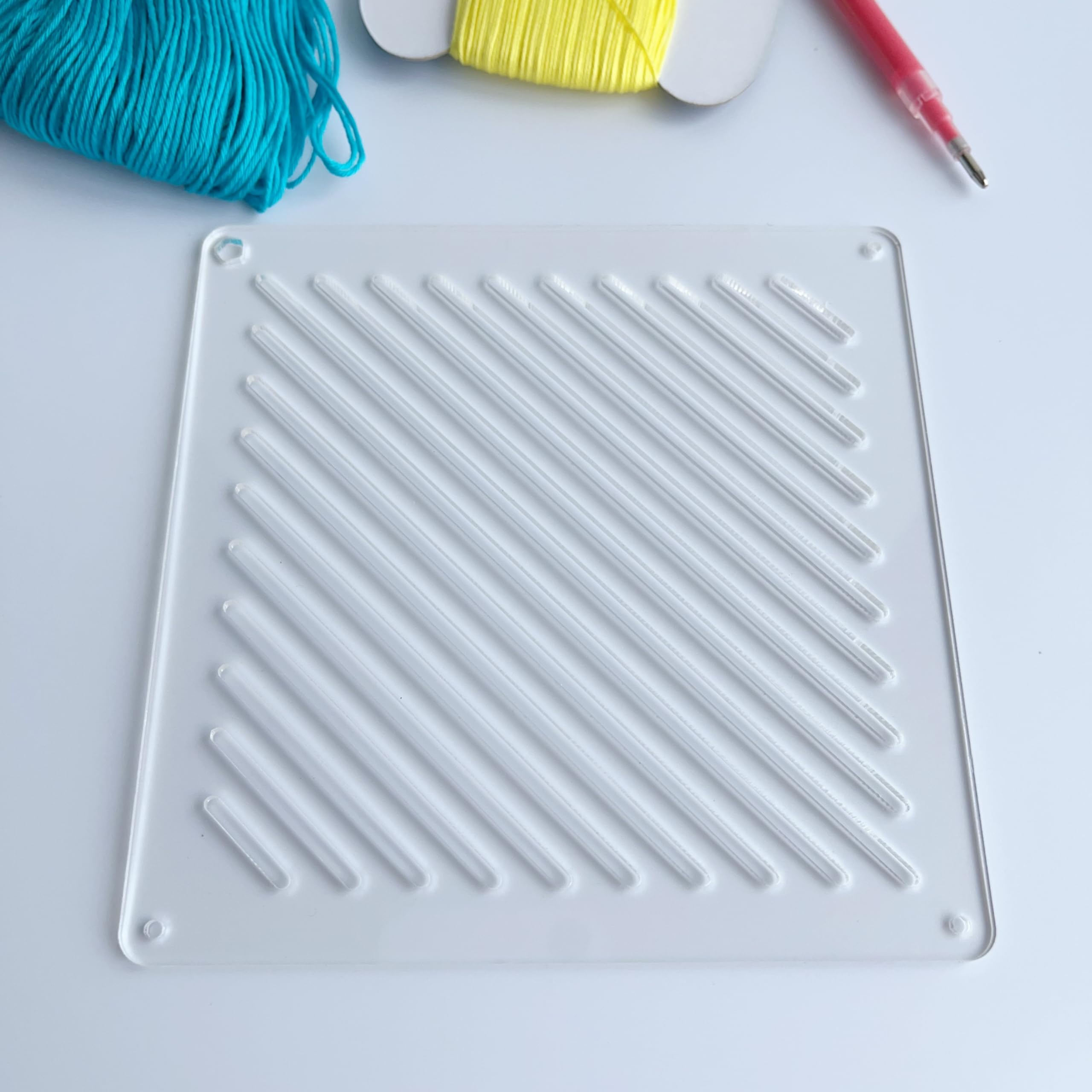 Phocaea Acrylic Sashiko Stencil, Sashiko Stencil with Straight and Square Pattern for Hand Quilting and Embroidery (0.75 cm Diagonal line), RG-AS89, transparent