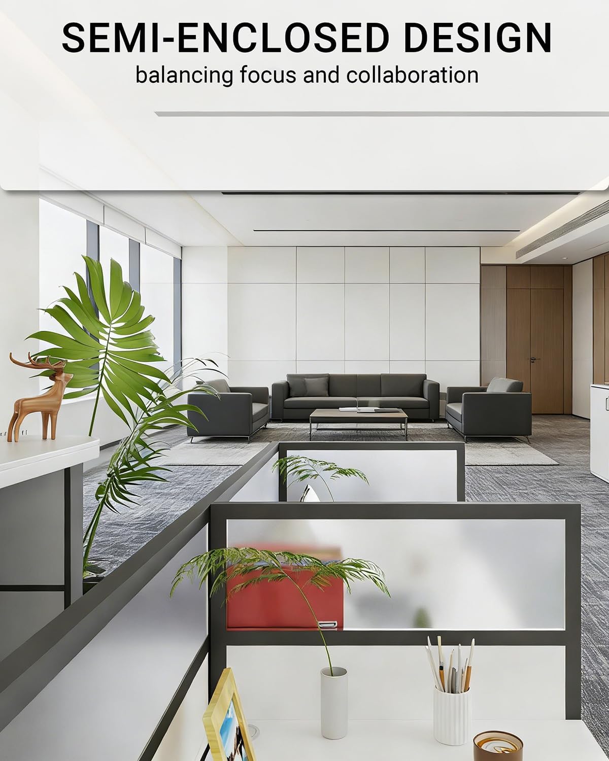 2-Person Workstation, Staff Desk Workstation, Cubicle Desks with Mute Partitions, Office cubicles Desk, with Cable Management, for Home/Office(2P F2F)