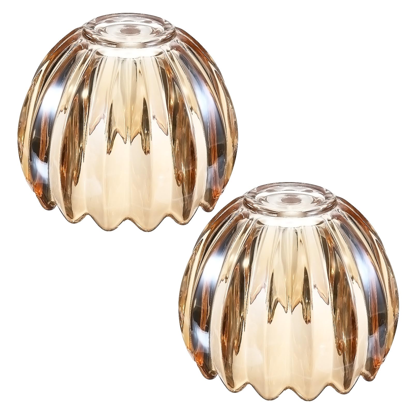 VIAPUICE Glass Tulip Lamp Shades 10mm Top 130mm Dia. 105mmH 2 Pcs-Amber | Small Tulip Flower Lampshades Vintage Mini Lamp Shade Replacement for Sconce Pendant Chandelier Floor & Table Light