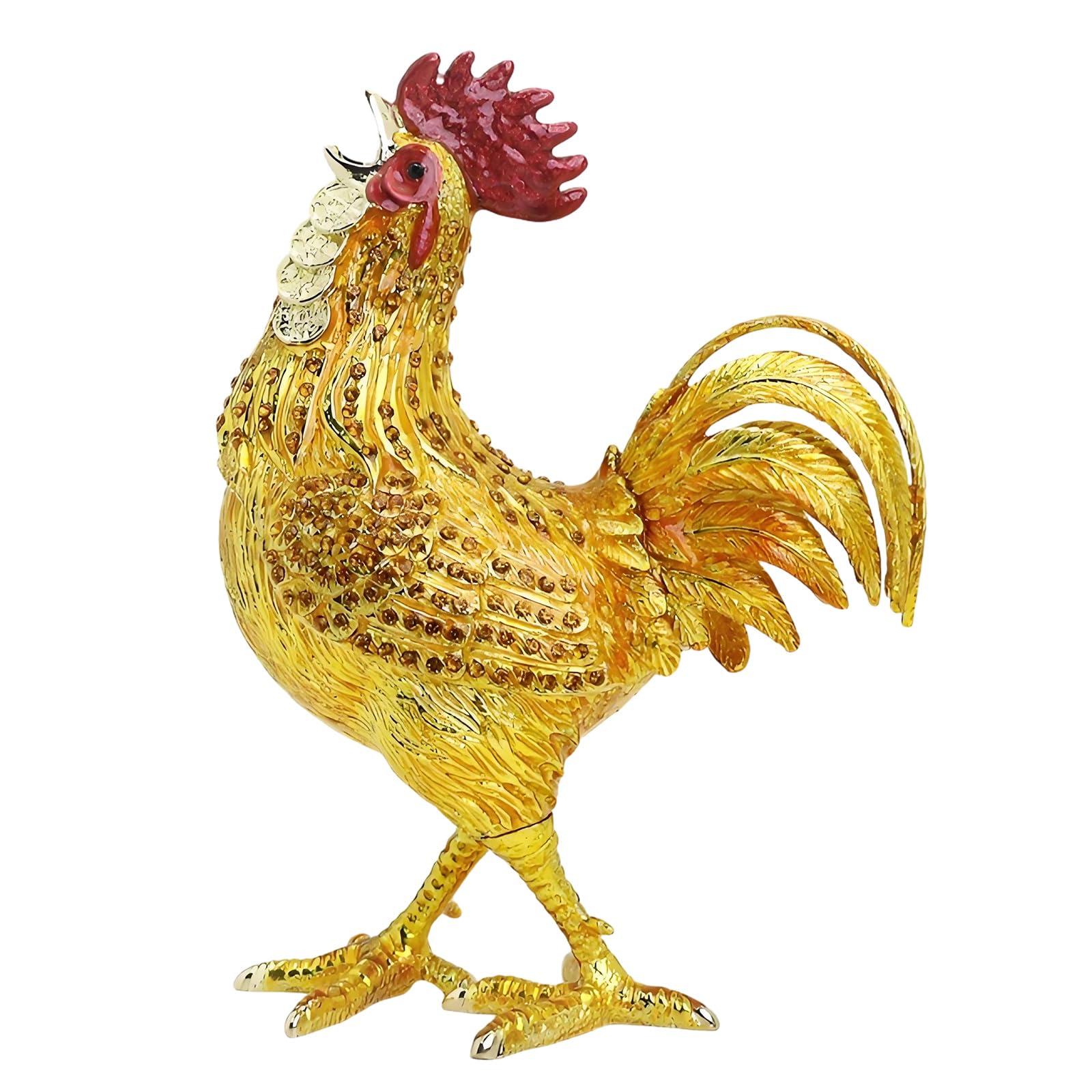 Geavonyg Hand Painted Enameled Rooster Jewelry Box for Rings Earrings and Small Accessories Decorative Ornament Gift Hand Painted Enameled Rooster Jewelry Box for Rings Earrings
