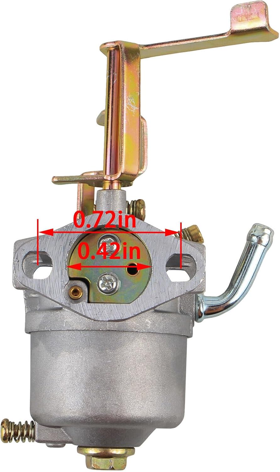 Naħa oħra view of the carburetor with dimensions indicated: 0.72 inches and 0.42 inches for mounting holes.