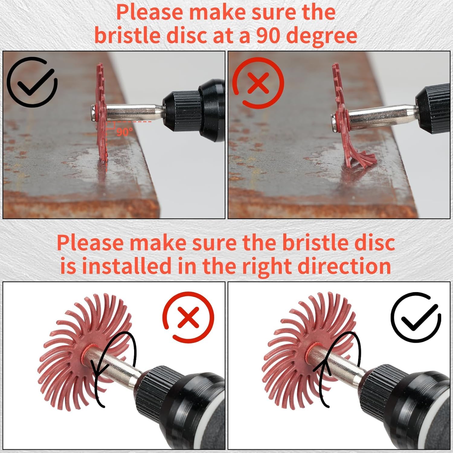 Lot de 76 disques abrasifs à poils radiaux pour brosse abrasive et polissage avec tige de 1/8" pour outils rotatifs de nettoyage de finition