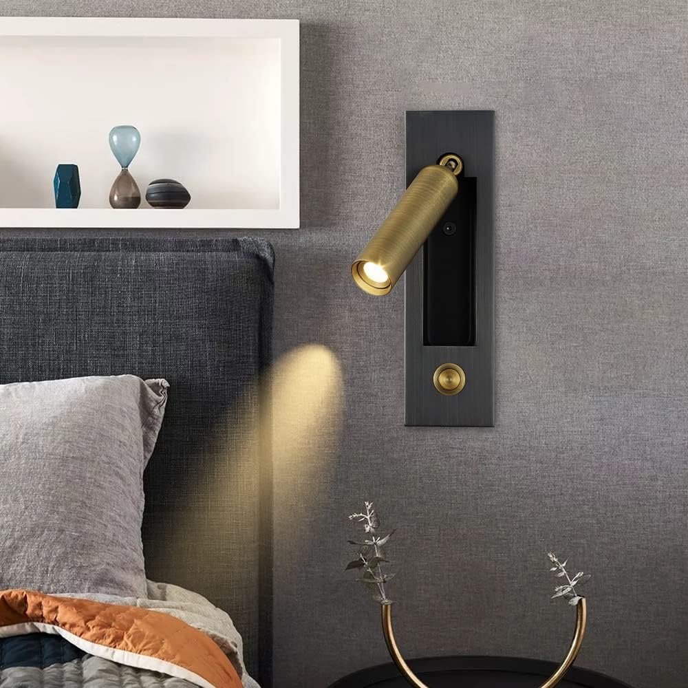 Kinkiet do sypialni, korytarza i wnętrz, nowoczesny, 3W, regulowany, lampka nocna do czytania z włącznikiem/wyłącznikiem, lampa 3000K do salonu