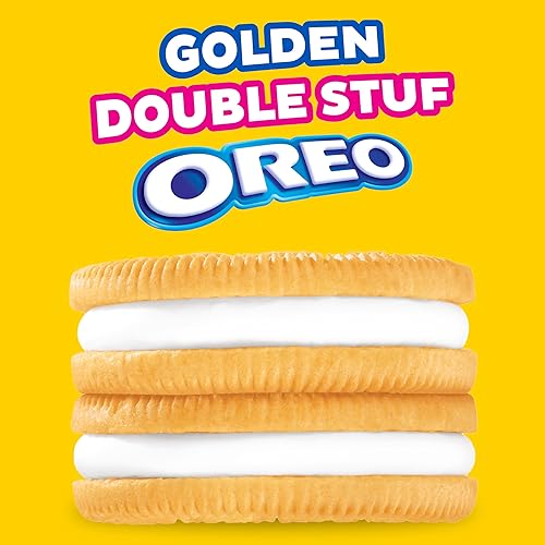 Vista 6 de OREO Galletas de sándwich dorado Double Stuf, 20 paquetes de aperitivos de tamaño King