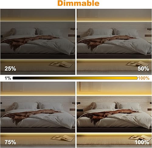 Miniatura 6 de Tira de luz LED COB blanca inteligente con control remoto, 32.8 pies, 3000 K, tira de luz blanca cálida brillante WiFi COB compatible con Alexa