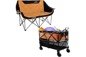 Padded Camping Double Chair with Double Decker Wagon Cart