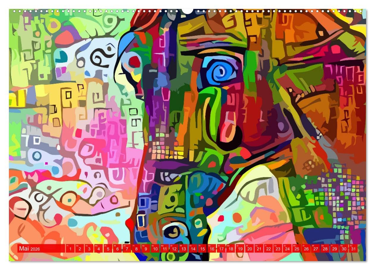 Kunstkalender. Farbenfrohe Tier-Illustrationen (Wandkalender 2026 DIN A2 quer), CALVENDO Monatskalender: Design Kalender, EYE-Catcher und tolles Geschenk! (CALVENDO Kunst)