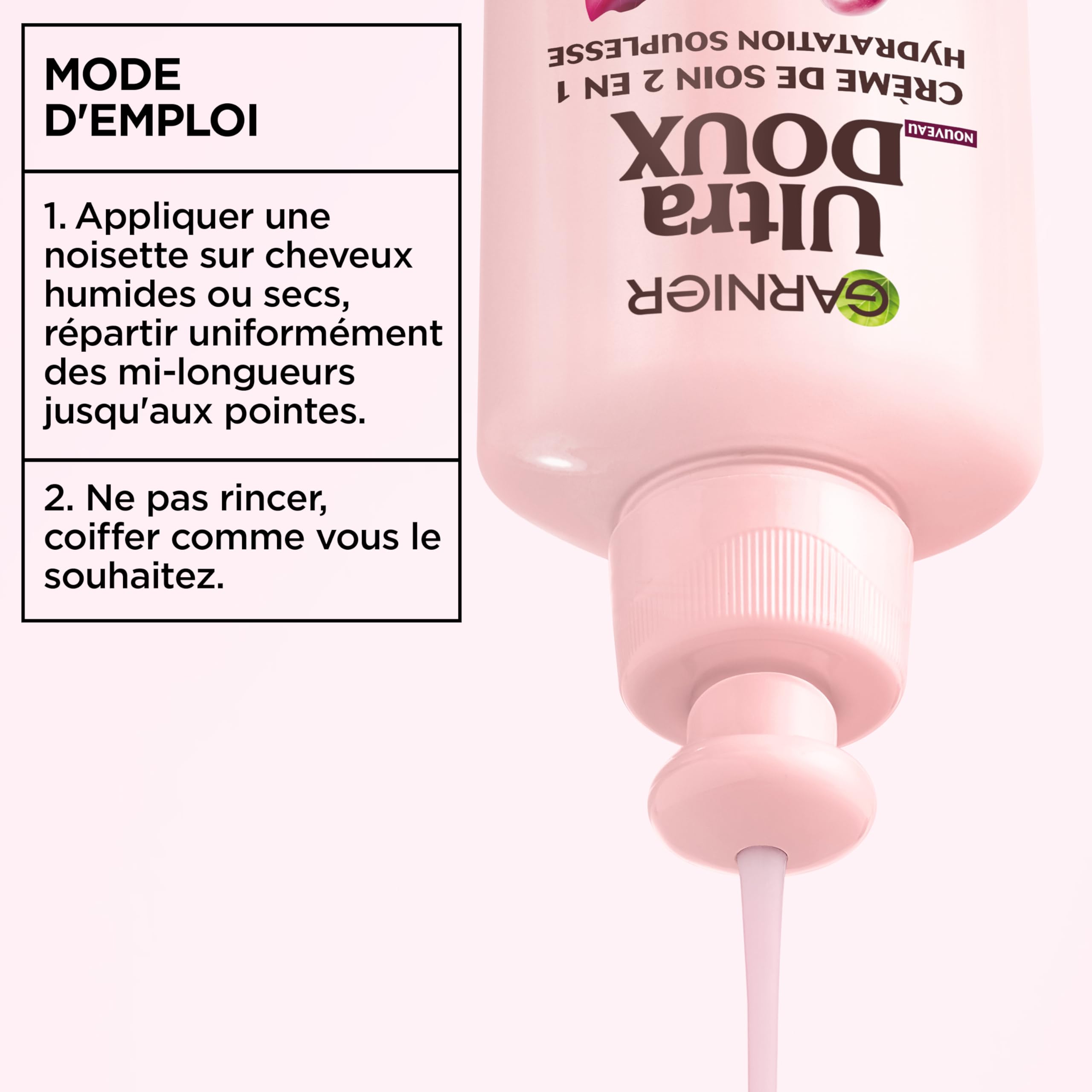 Garnier Ultra Doux Vignes Merveilleuses pour Cheveux Déshydratés - Crème de Soin 2-en-1 Hydratation Souplesse - À l'huile de pépin de raisin - 200 ml - Homme & Femme