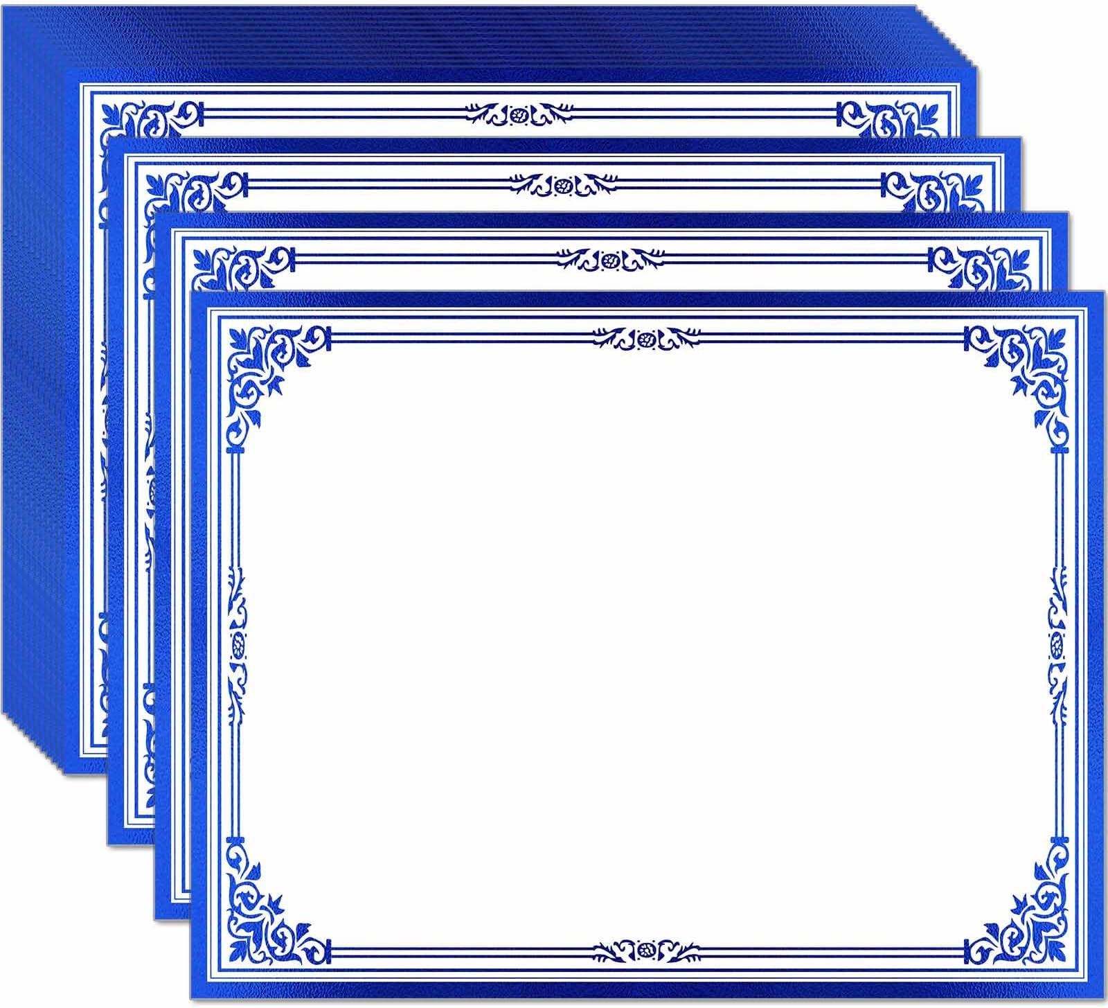 Professional Certificate Paper 8.5 x 11 for Printing, Diploma Paper, Award Certificates Paper, 80 lb, 15 Count, Gold Foil Border, for Office, Business Awards, Graduation, School (BLUE)
