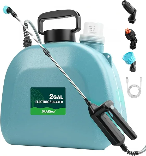 SideKing Battery Powered Sprayer 2 Gallon, 7.4V Powful Electric Pump Sprayer in Lawn and Garden with 32'' Wand, Backpack Weed Sprayer for Yard, Fertilizer