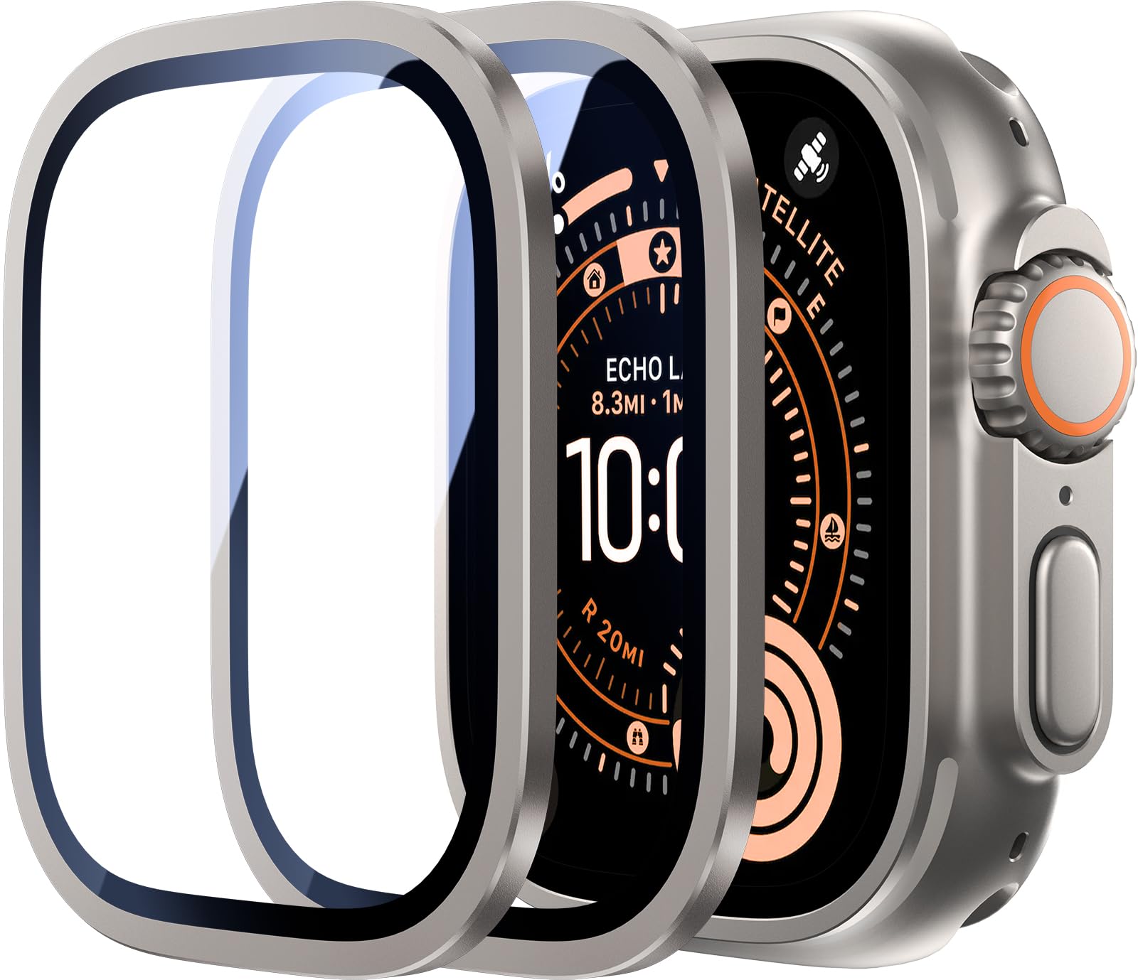 Uyiton for Apple Watch Ultra 3/2/1 Screen Protector - Titanium Alloy Frame & 9H Tempered Glass, Military Protection [Keep Original] Touch Sensitive