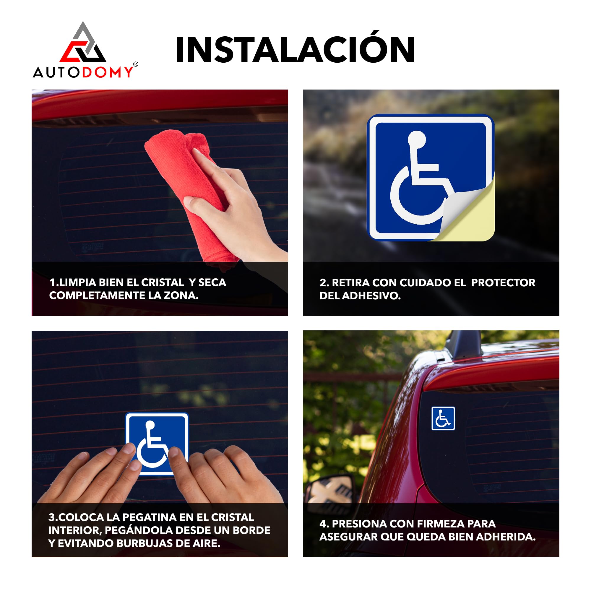 Autodomy Pegatinas Discapacitado Minusvalido Pack 2 Unidades | Adhesivo Minusvalido Coche Furgoneta Camión 10x10 cm (Uso externo) — view 4