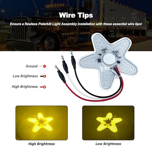 Miniatura 3 de Peterbilt - Luces de aire A12 ultrafinas estilo hexagonal para Peterbilt 379 389 semi camiones Kenworth Freightliner 60 diodos 4.8 pulgadas 2