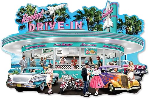 Bits and Pieces Rompecabezas de 750 piezas para adultos – Rocket Drive – in' – Classic Cars Retro Diner Jigsaw Puzzle de Chris Dobrowolski, tamaño