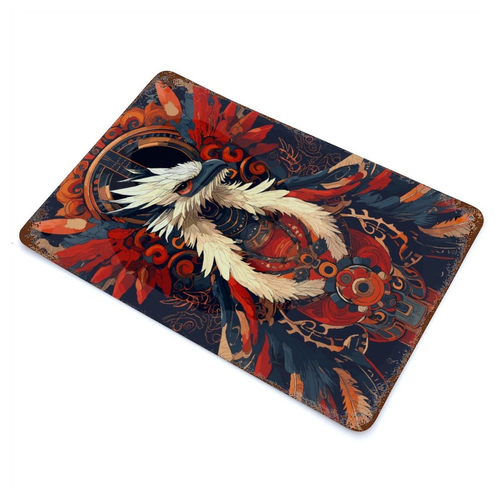 Mythical Bird Illustration Retro Metal Sign 11.8"x7.9", Classic Wall Plaque for Garage, Pub Or Kitchen