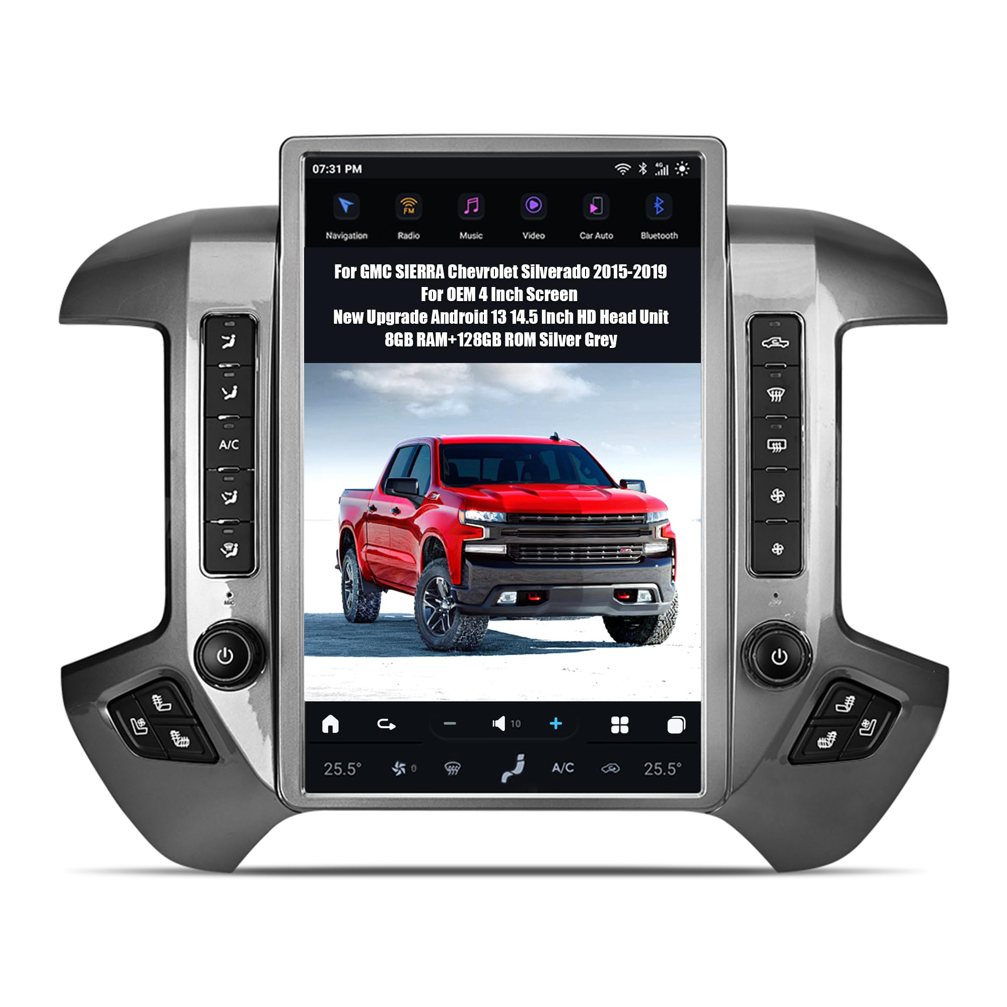 AUCARAUTO AuCar 14.5 Inch Android 13 Car Radio Head Unit for GMC Sierra Chevrolet Silverado 2015-2019 Only OEM 4