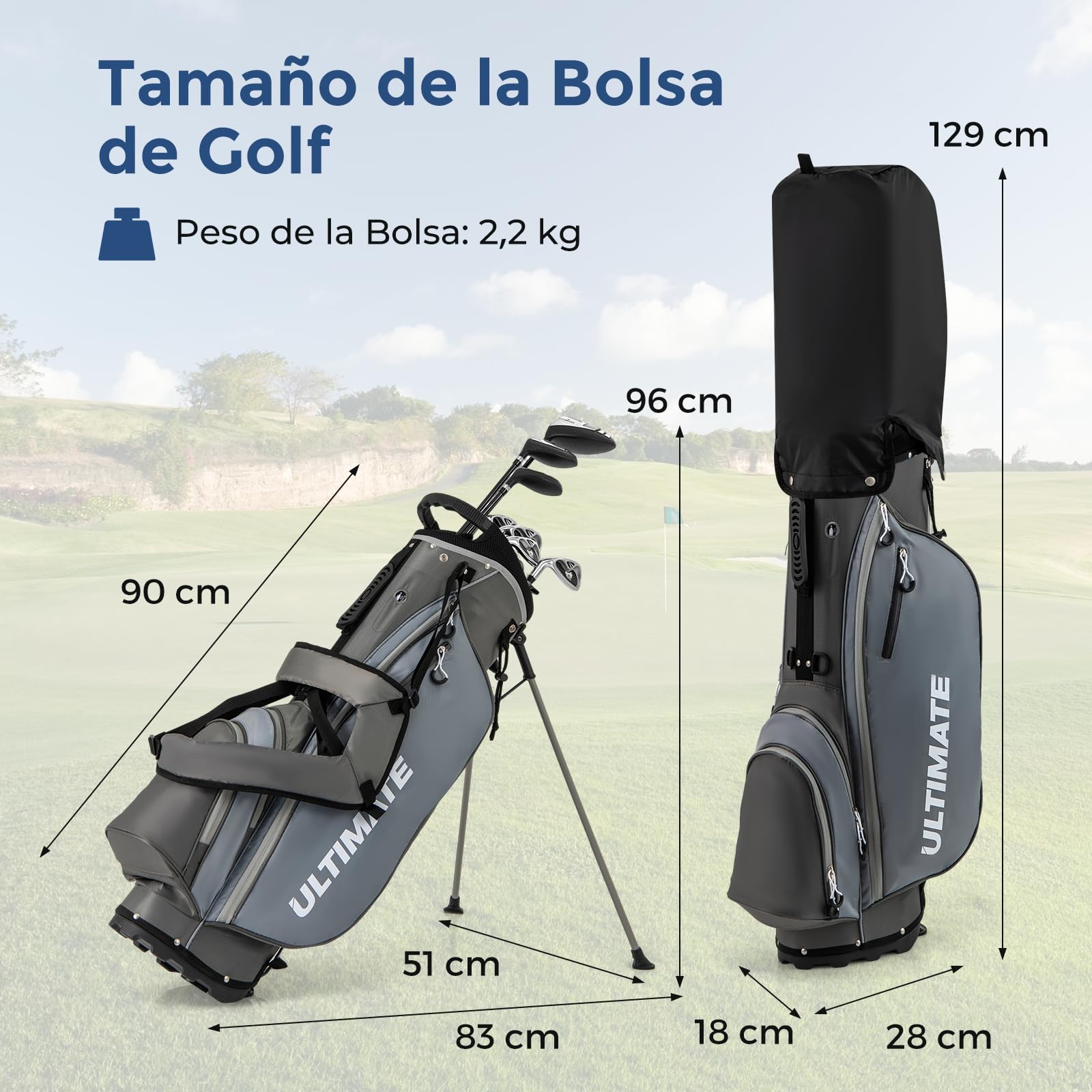 GOPLUS Juego de Golf Completo para Hombre, Juego de Palos de Golf Portátil para Zurdos con Correa de Hombro y Asa, Driver #1, Fairway #3, Híbrido #4, 5 Palos de Hierro y un Putter