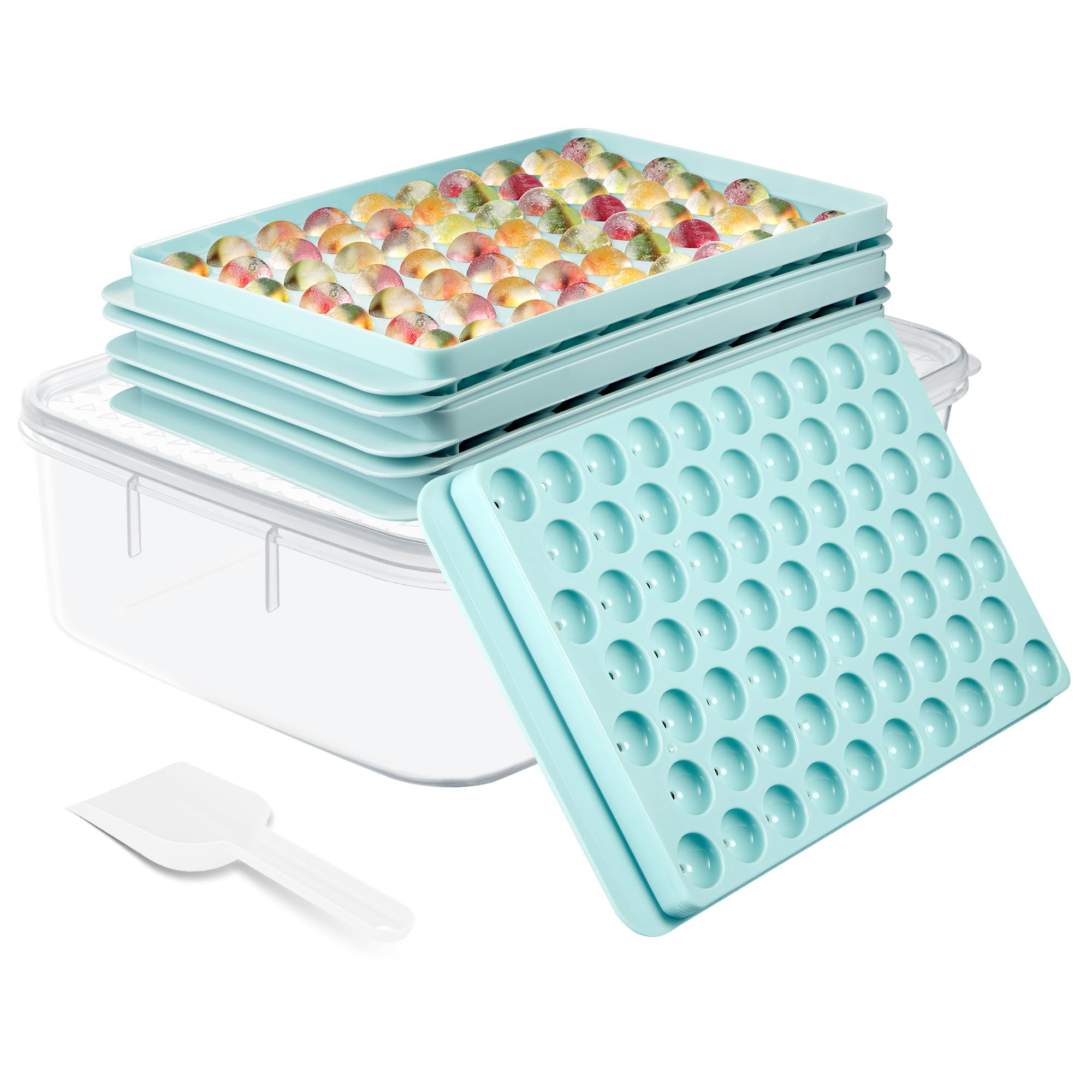 ice Cube Tray for Freezer With Lid and Bin, Ice Trays for Freezer With Container, ice Maker Mold For whiskey, Drinks, Coffee and Cocktails (5)