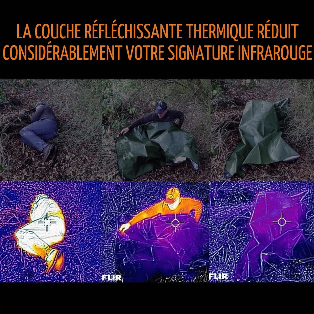 Arcturus Outdoor Couverture de Survie - Thermique, de réflexion, d'urgence - 60" x 82" (Vert Olive)
