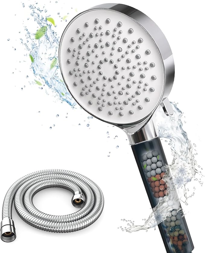 Newentor Shower Head and Hose, Large High Pressure Shower Heads, Triple