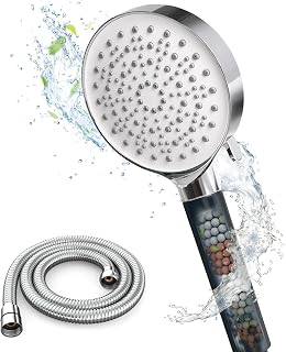 Newentor Shower Head and Hose-Lifetime Shower Hose Warranty-Triple Filter Shower Heads for Hard Water -Large Shower Head Full Coverage-High Pressure Shower Heads with Six Modes