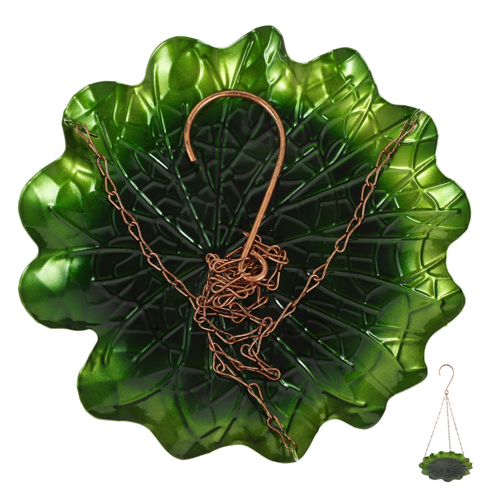 HANABASS 4pezzi Mangiatoia Per Uccelli Da Giardino Battuto Design Elegante e Resistente Alimentatore Appeso Per Esterni Decorazione Per Patio e Giardino Foglia