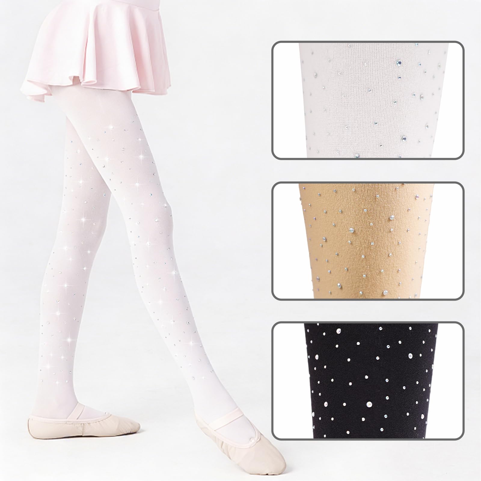 Mallas de ballet niña 60 deniers semiopacas brillantes pedrería leggings forro térmico