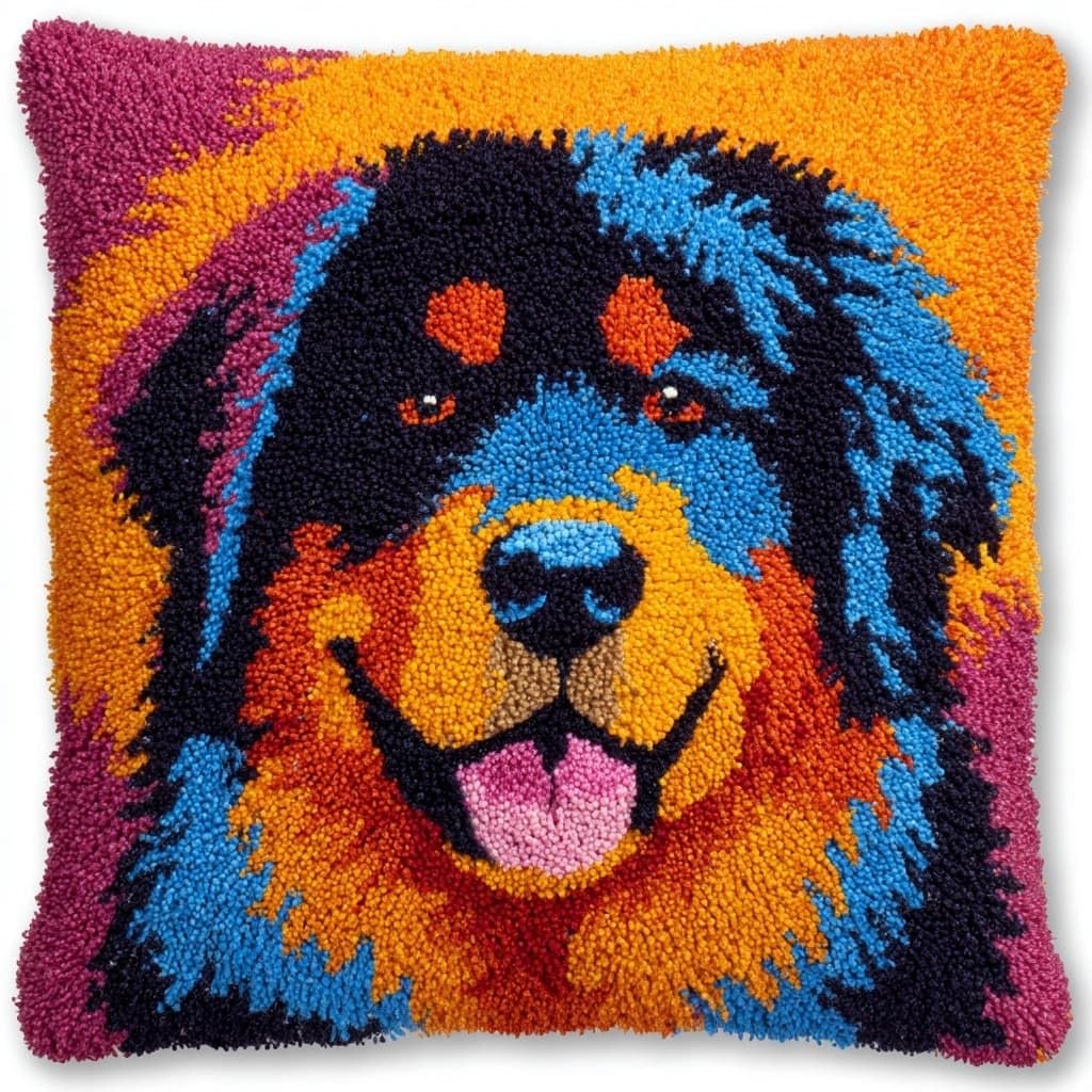 Henypt Latch Hook Cushion Kits, Dog