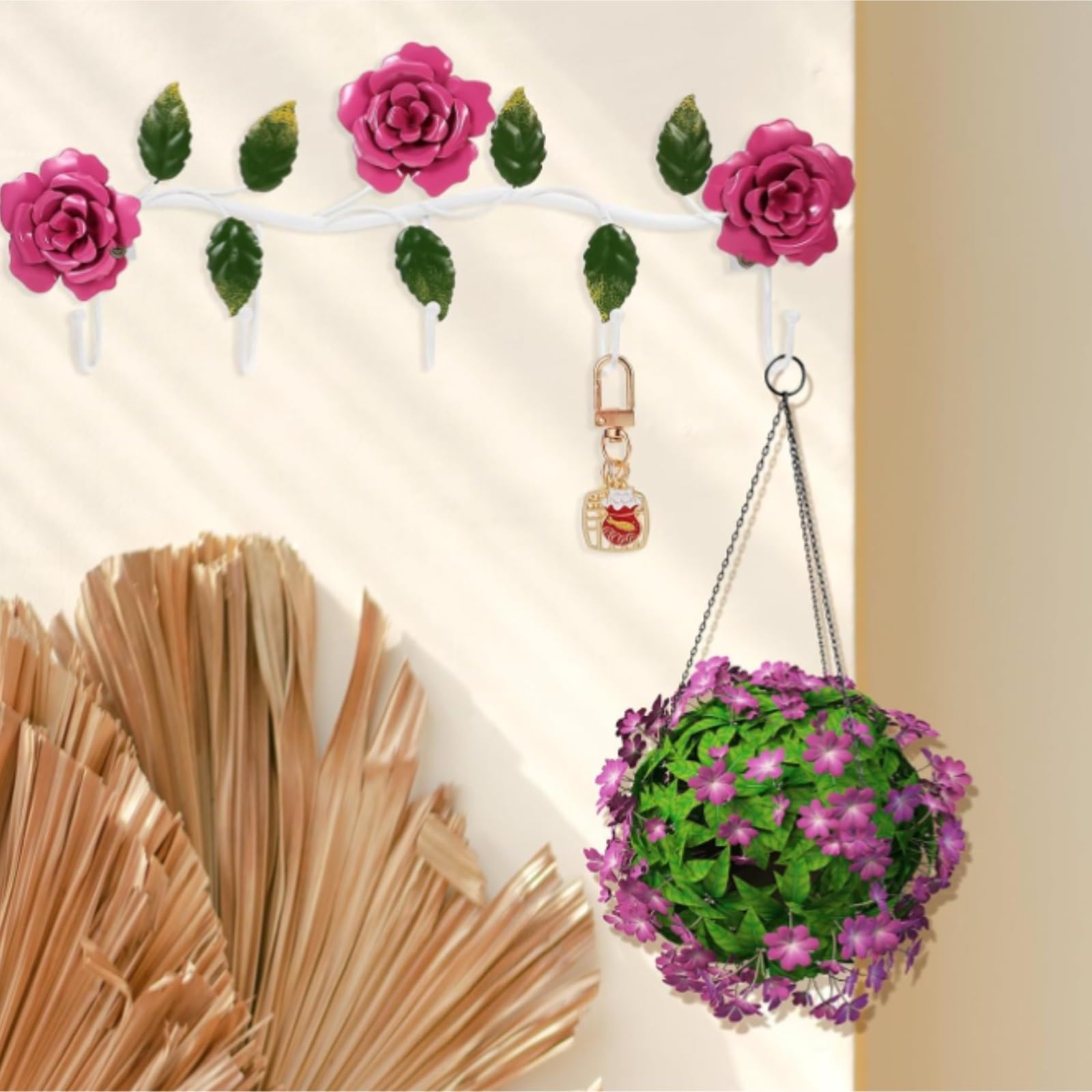Attaccapanni Parete Ganci Da Parete In Metallo, Appendiabiti A Forma Di Rosa, Stile Rustico For La Decorazione Del Bagno Ingresso Soggiorno(Yellow)
