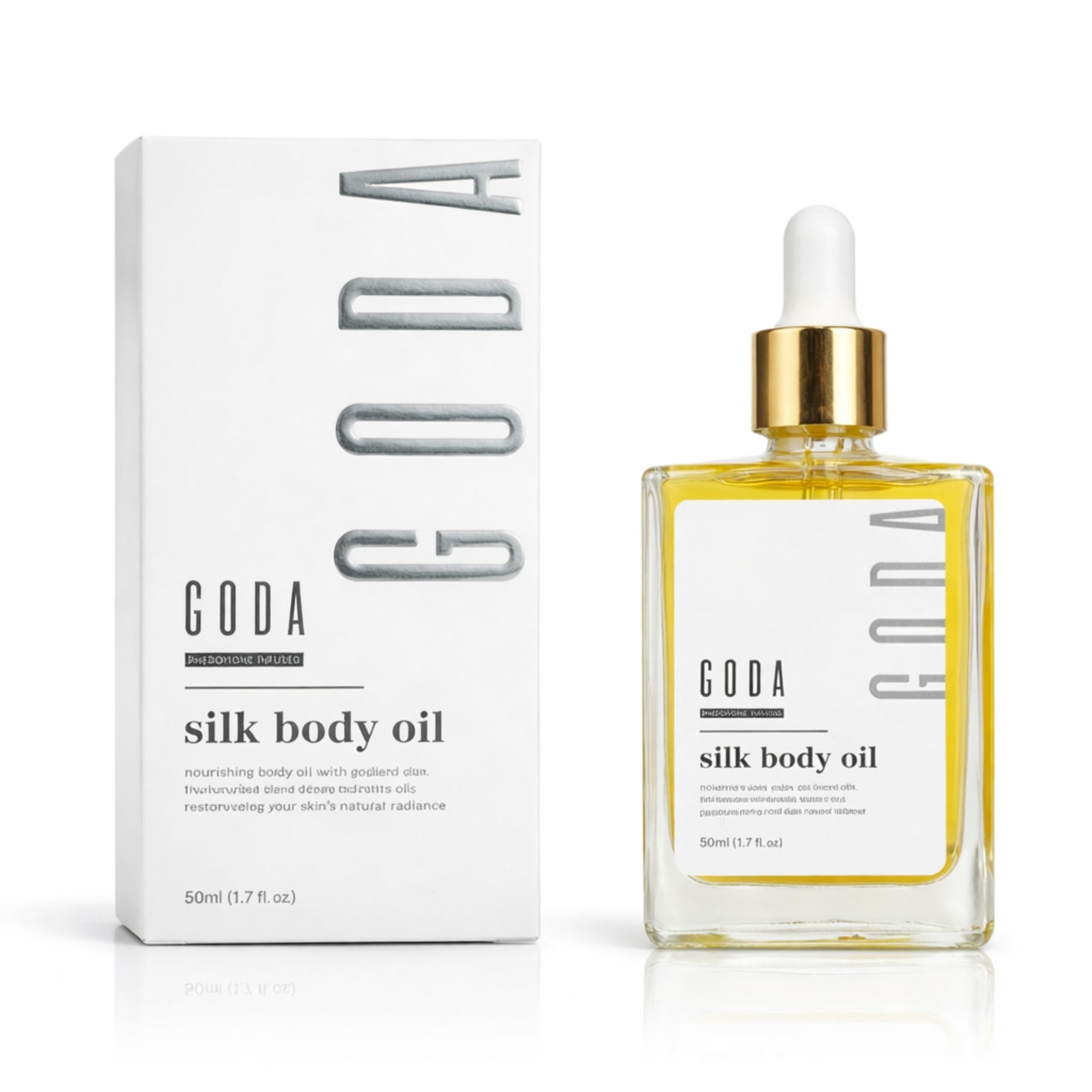 GODA Silk Body Oil 50 ml – Körperöl mit Jojoba Argan Mandelöl – Schnell einziehende Feuchtigkeitspflege für weiche Haut – Glow Effekt Hautpflege für Damen & Herren – Nicht fettend luxuriös pflegend