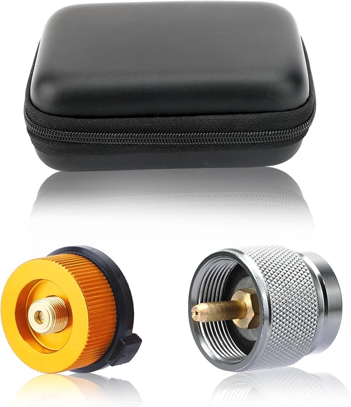 SANLIKE 2Pcs Camping Stove Adapter, Butane To Propane Isobutane Refill Kit | Built-In Air Exhaust Button, Relieves Pressure For Safe Fuel Shifting, Connects Butane And Isobutane Tanks For Camping Stoves