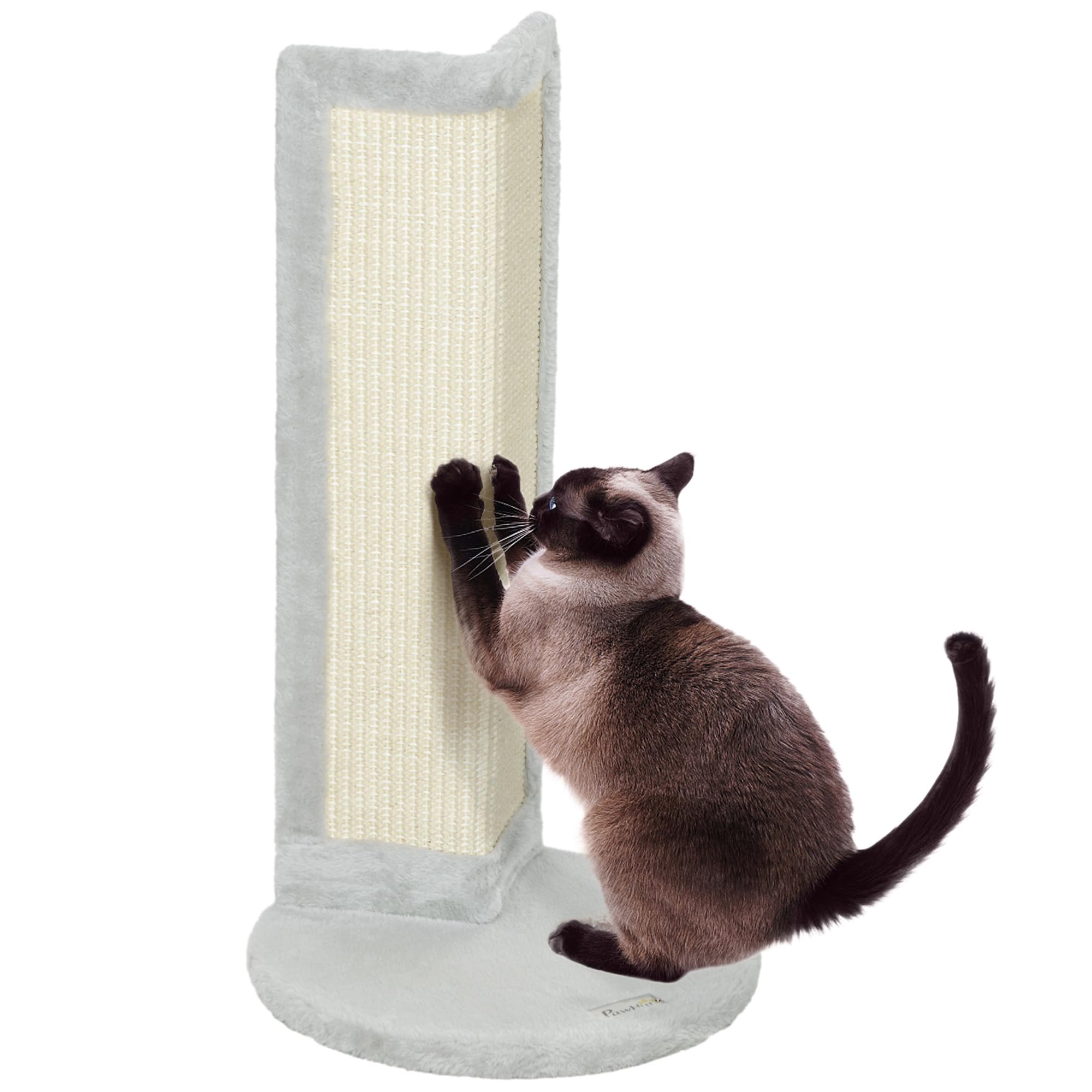 PawHut Cat Scratching Post with Scratching Pad, 56cm Corner Cat Scratcher for Indoor Corners, Sofa and Table Corners, Grey