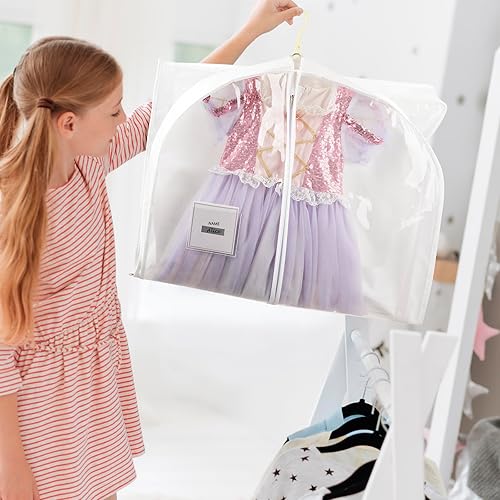 Vista 14 de Paquete de 5 bolsas de ropa de 40 pulgadas para colgar ropa, bolsas transparentes para ropa con refuerzos de 4 pulgadas para almacenamiento