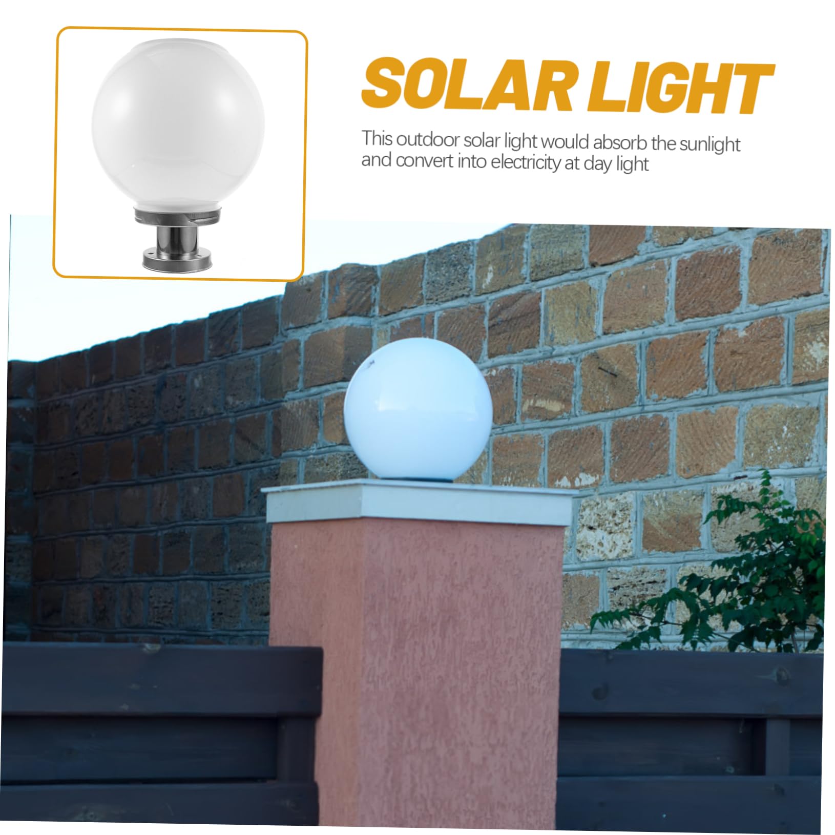 iplusmile Solarbetriebene mit Gesundem Licht Außenleuchte aus Kunststoff Kugelförmige Weiß Energiesparende Solarleuchte für Garten und Innenhofbeleuchtung
