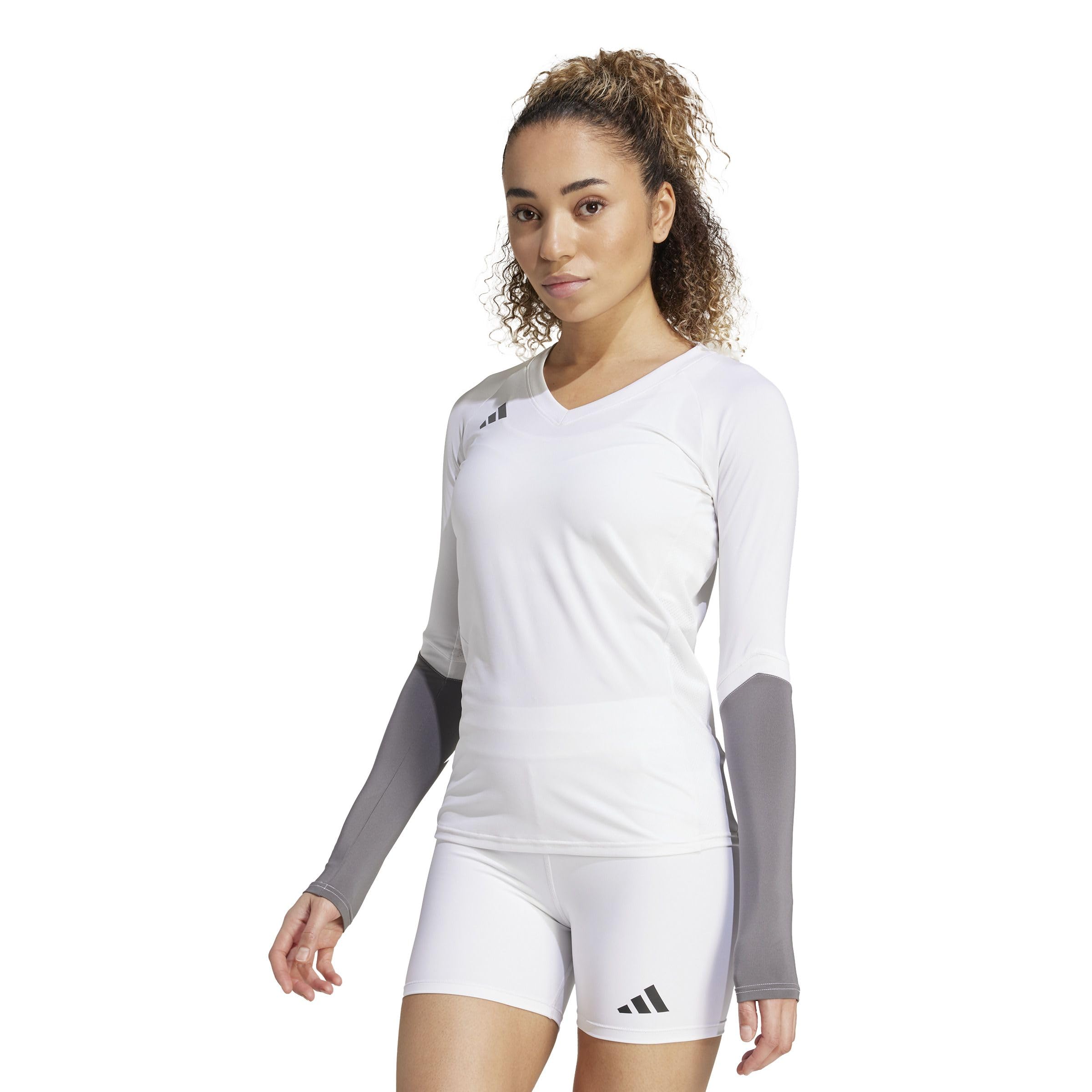 adidas Kobiety Volleyball Quickset Long Sleeve Jersey Shirt, white, XXL
