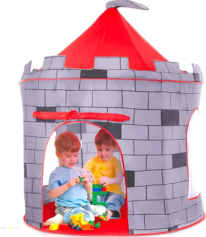 Kids Play Tent Knight Castle - Portable Pop Up Tent - Foldable into Carrying Bag - Childrens Play for Indoor & Outdoor Use - Playhouse for Boys & Girls